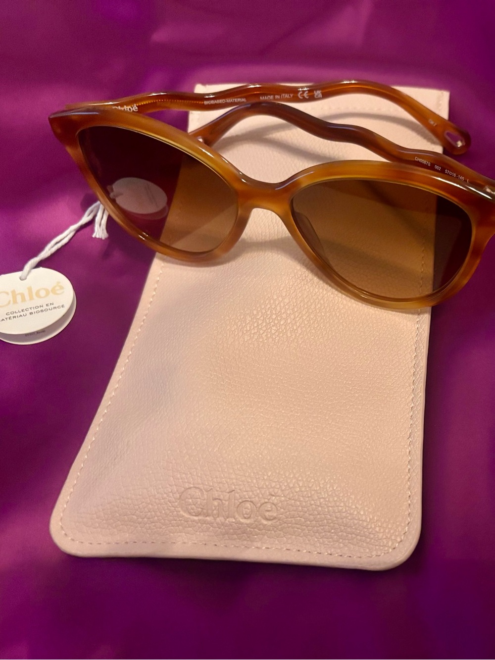 Chloe Amber Tortoiseshell Cat-Eye Sunglasses
